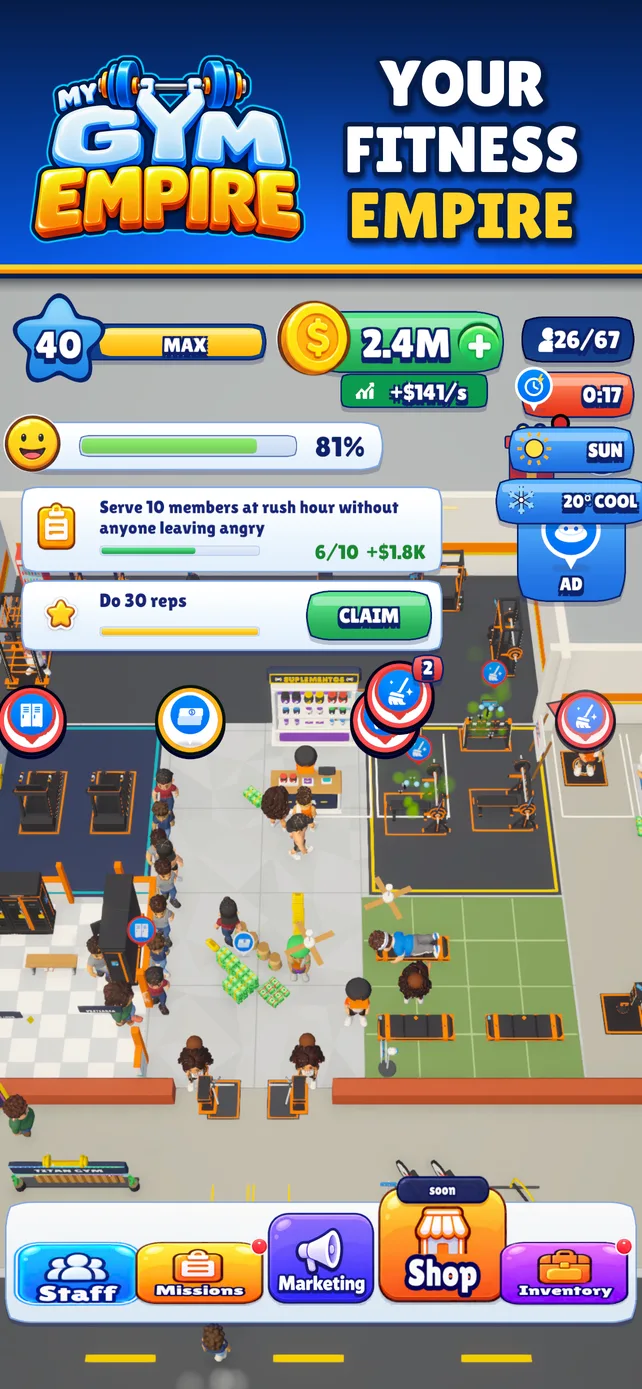 My Gym Empire: pantalla 1